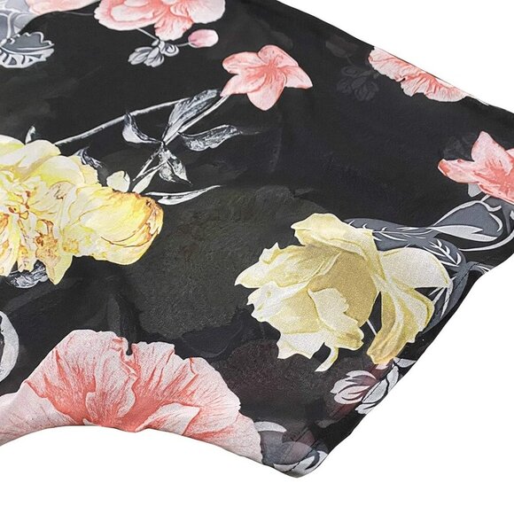 Womens Floral Chiffon Kimono Cardigans Loose Beach Cover Up Half Sleeve Tops - Picture 4 of 5